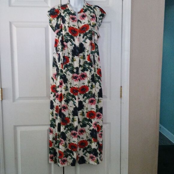 H&M floral print button down short sleeve spring summer dress with pockets Sz 6 - Picture 1 of 5